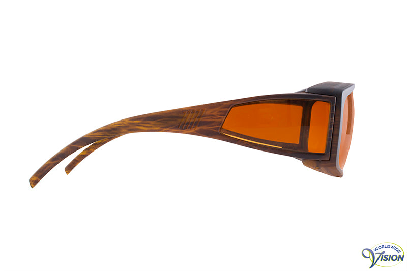 Eschenbach Wellnessprotect WP65 XL fitover sun/sidefilter glasses (small model), amber colored lenses allows 35% light through.