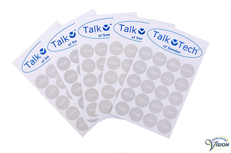 Self-adhesive tactile labels for the talking label reader PennyTALKS, serie B1.