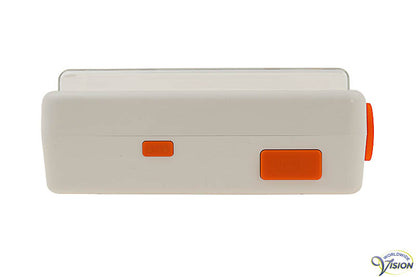 Alarm clock Twemco with white falling figures for seniors and partially sighted, colour white.