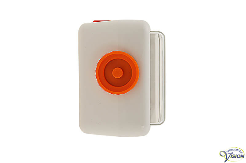 Alarm clock Twemco with white falling figures for seniors and partially sighted, colour white.