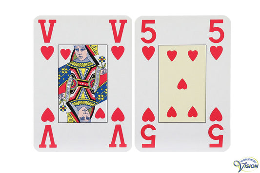 Speelkaarten SenseWorks met normale afbeeldingen en grote cijfers en letters, type Jumbo
