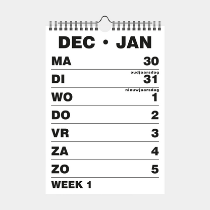 Large print weekly calendar 2024 format A4