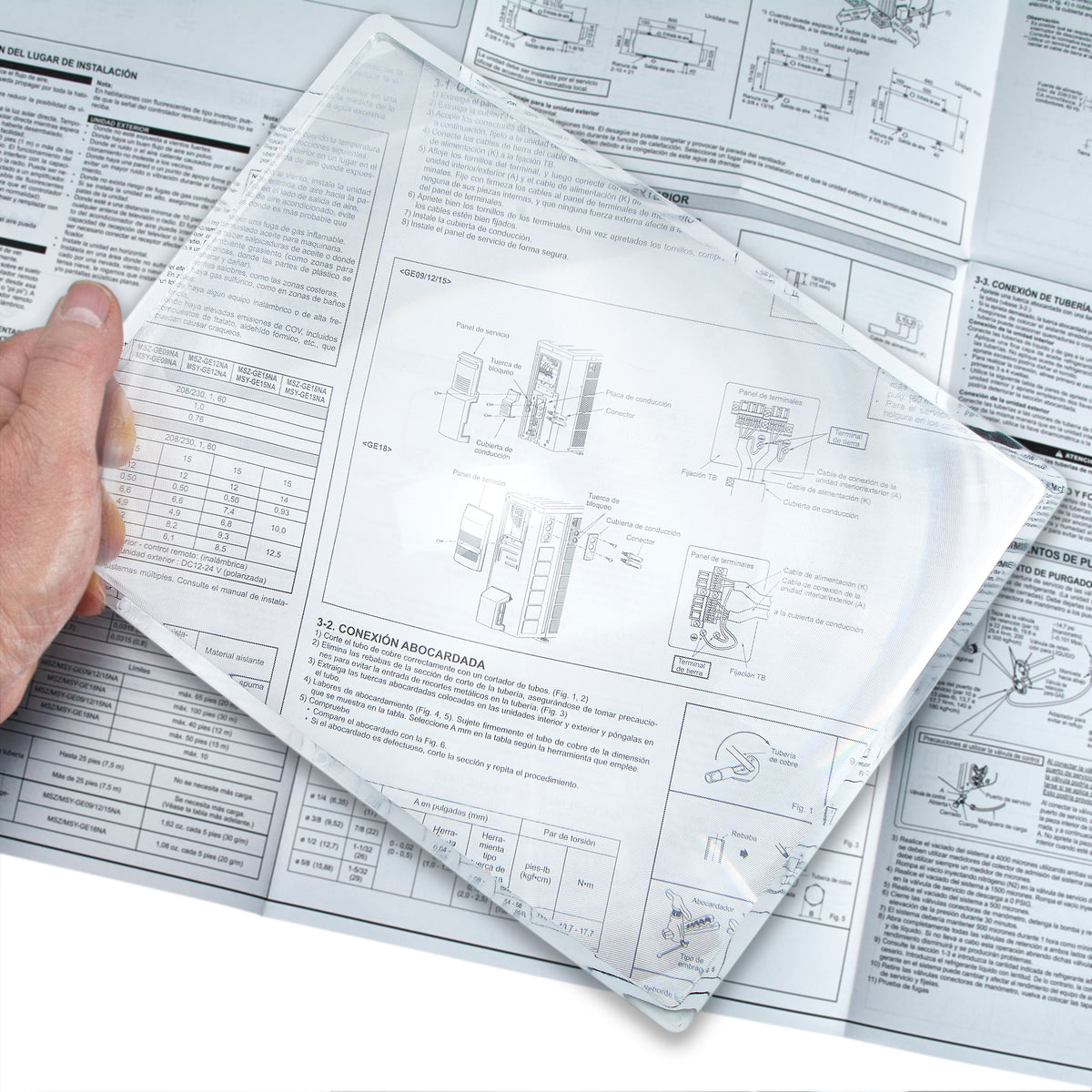 Page magnifier, rigid A4 format