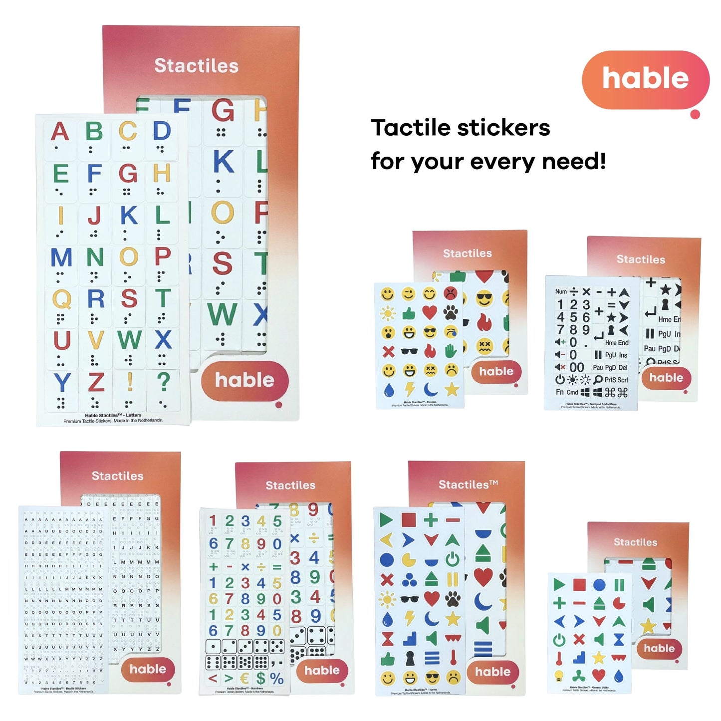 Stactiles™ – Tactiele stickers – Numpad & Modifiers (zwart op wit)