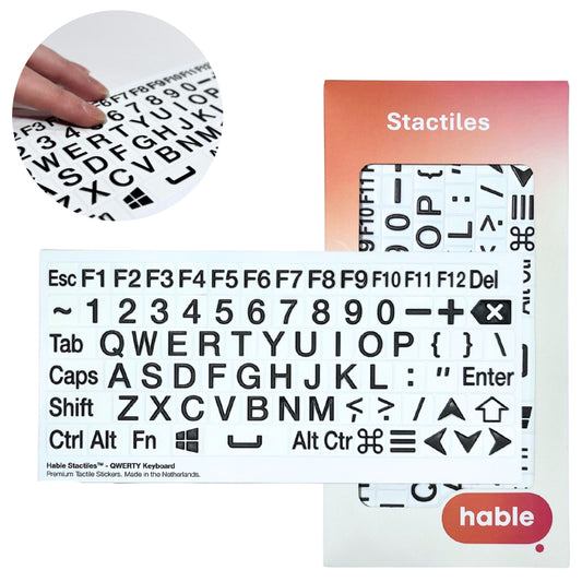 Stactiles™ - Tastbare Stickers - QWERTY Toetsenbord (Zwart op Wit)