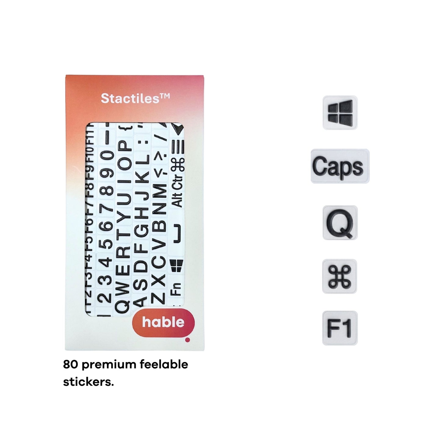 Stactiles™ - Tastbare Stickers - QWERTY Toetsenbord (Zwart op Wit)