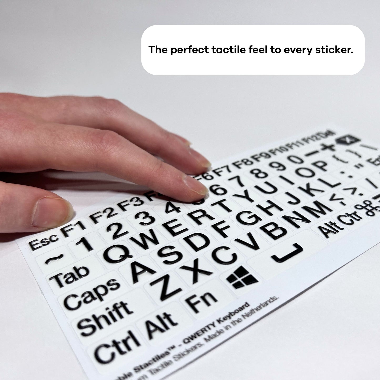 Stactiles™ - Tastbare Stickers - QWERTY Toetsenbord (Zwart op Wit)