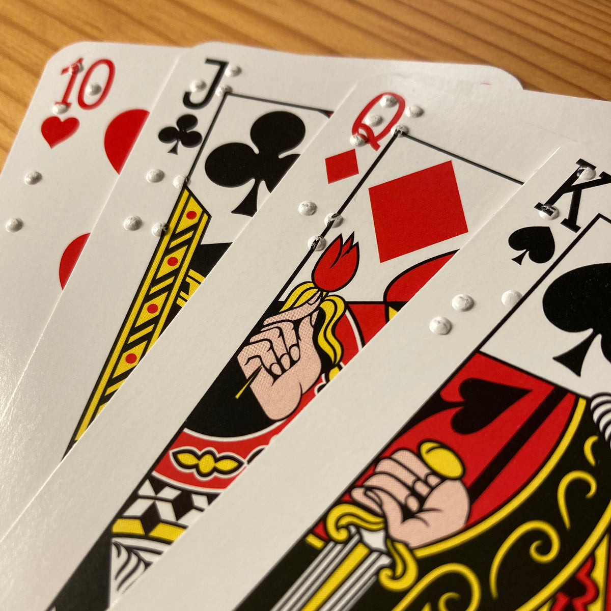 Braille playing cards with English braille markings and large figures and characters Blue.